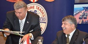 Photo of Mike Sacco and Rich Trumka in 2015