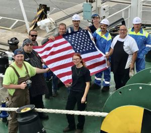group photo aboard ship